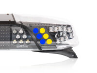 Zusatzblitzer mit Blinker, vorne: blau/gelb